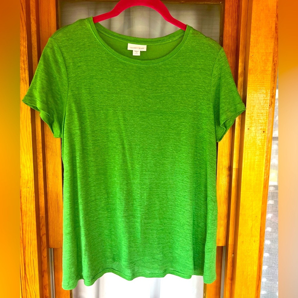 J Jill JJILL Green T-Shirt small petite Sheer